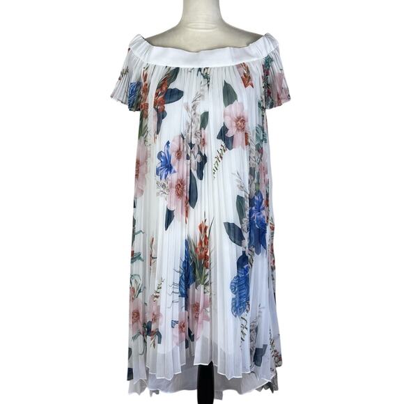 Ted Baker Luner Jamboree Pleated Off-Shoulder Hi-Lo Dress Size 2 / US 6 No Belt - Picture 3 of 9